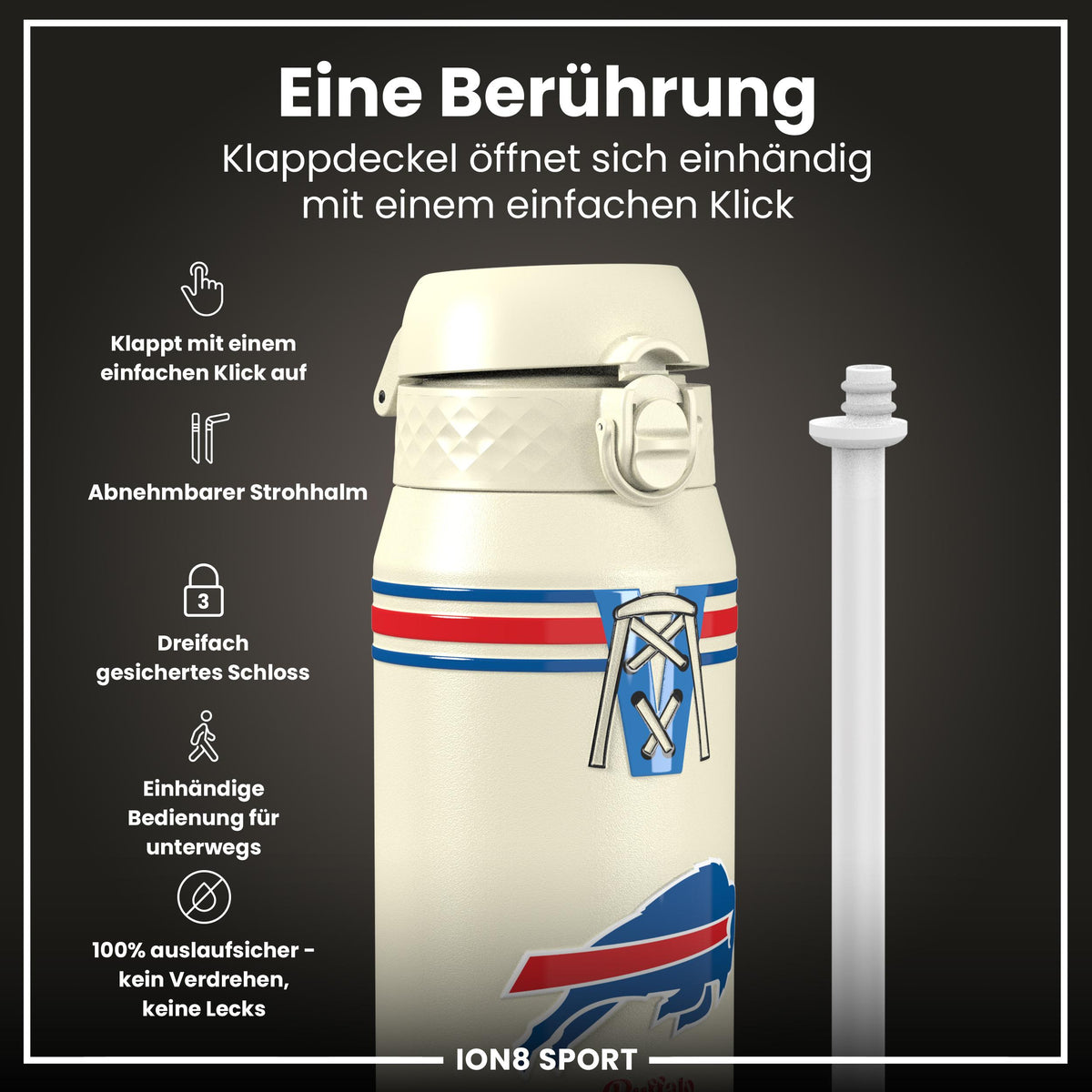 NFL x ION8, Isolierte Stahlflasche, Bills, 750 ml