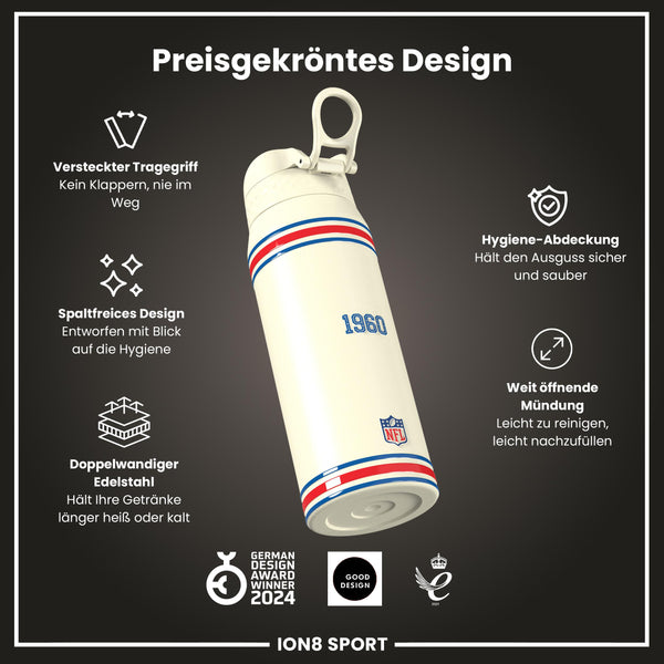 NFL x ION8, Isolierte Stahlflasche, Bills, 750 ml