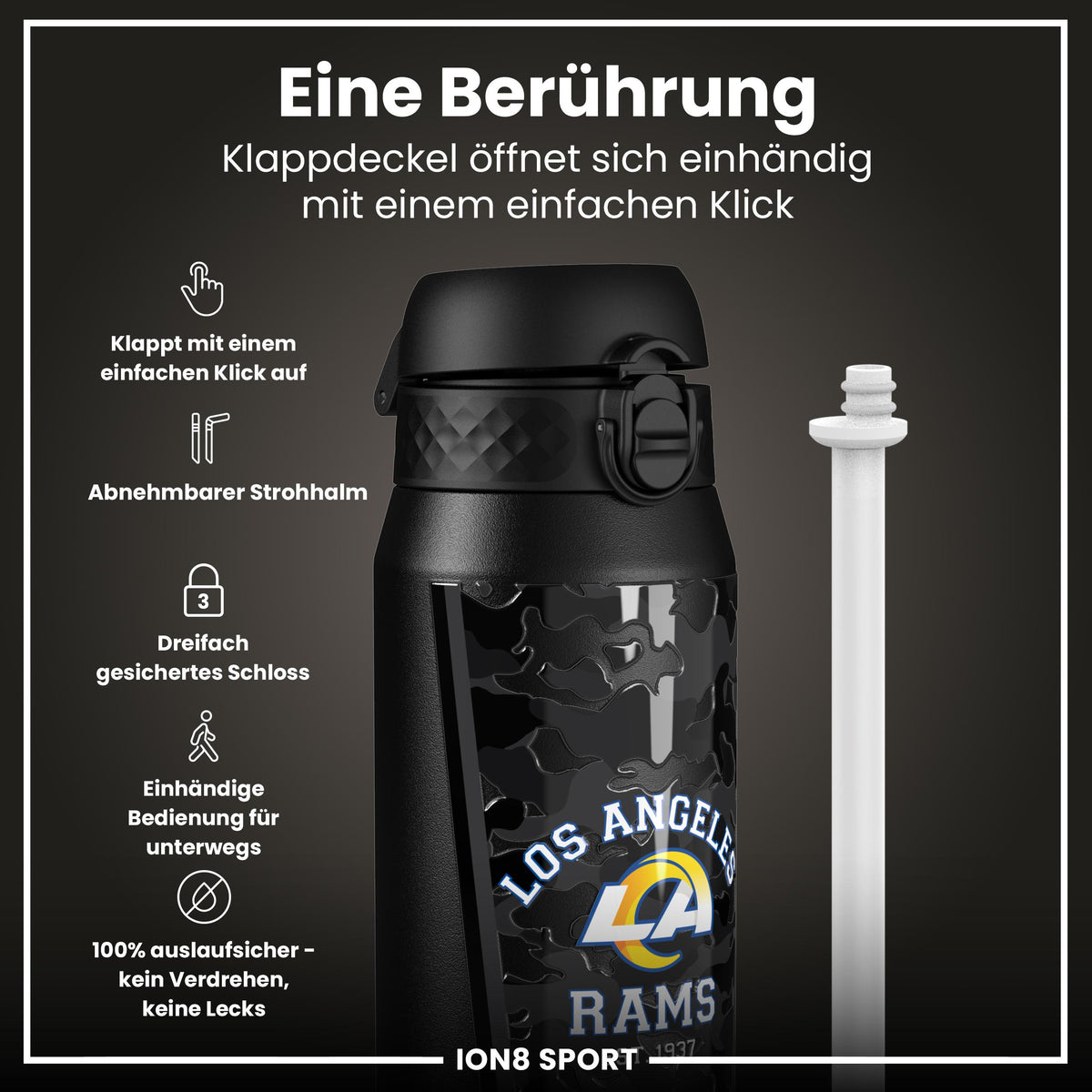 NFL x ION8, Isolierte Stahlflasche, Rams, 750 ml