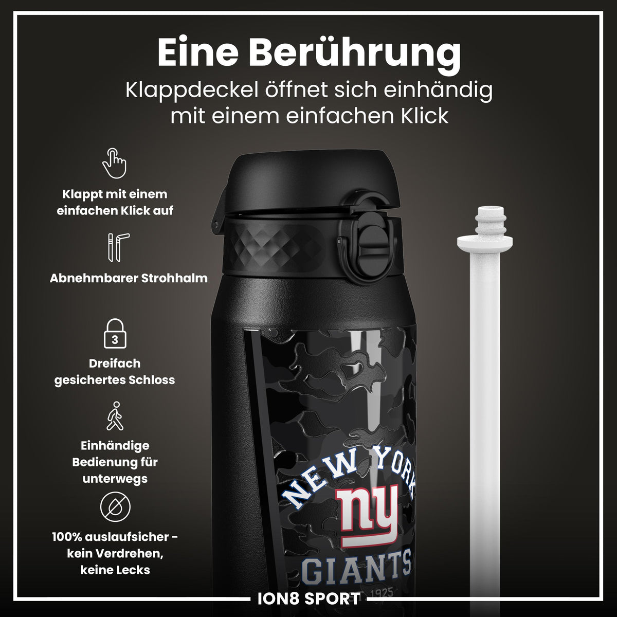 NFL x ION8, Isolierte Stahlflasche, Giants, 750 ml