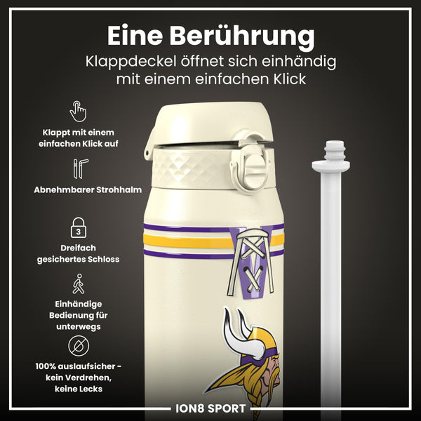 NFL x ION8, Isolierte Stahlflasche, Vikings, 750 ml