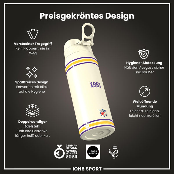 NFL x ION8, Isolierte Stahlflasche, Vikings, 750 ml