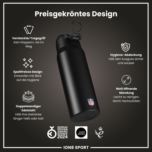 NFL x ION8, Isolierte Stahlflasche, Browns, 750 ml