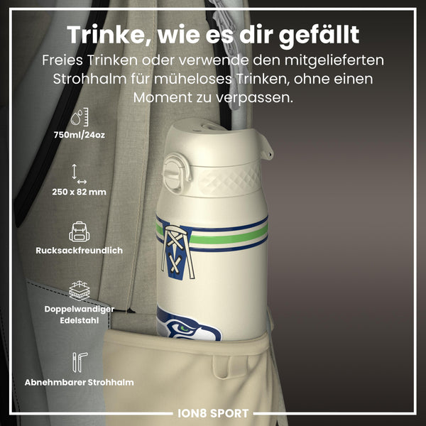 NFL x ION8, Isolierte Stahlflasche, Seahawks, 750 ml