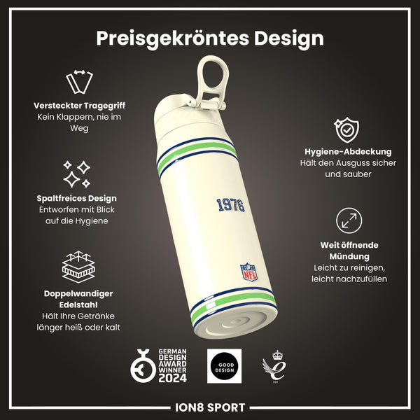 NFL x ION8, Isolierte Stahlflasche, Seahawks, 750 ml