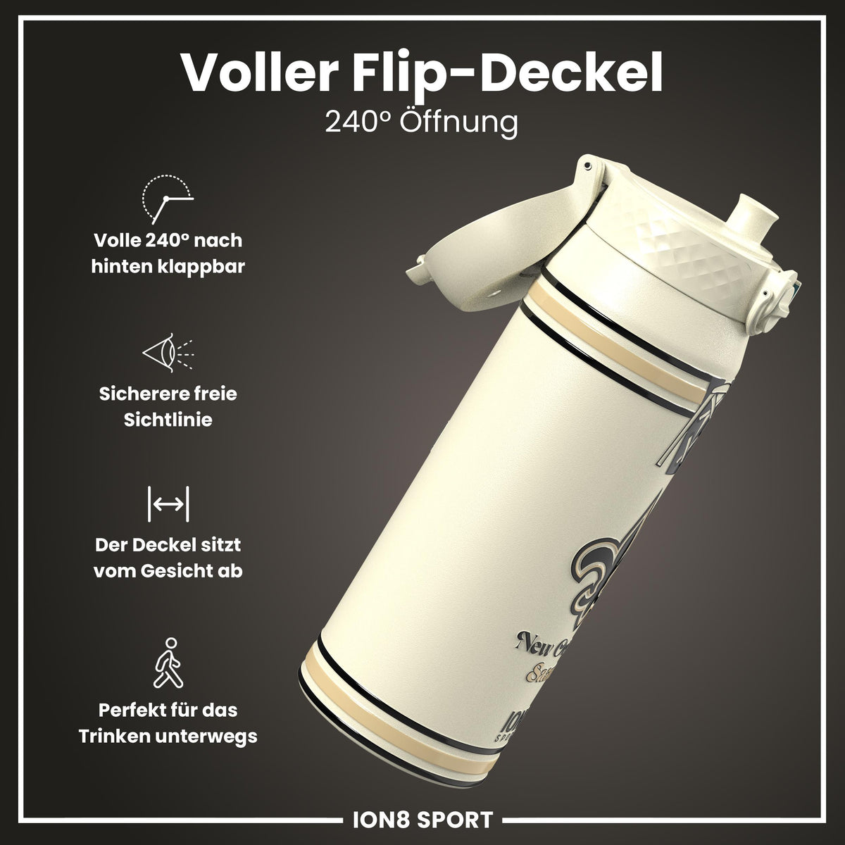 NFL x ION8, Isolierte Stahlflasche, Saints, 750 ml