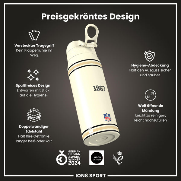 NFL x ION8, Isolierte Stahlflasche, Saints, 750 ml