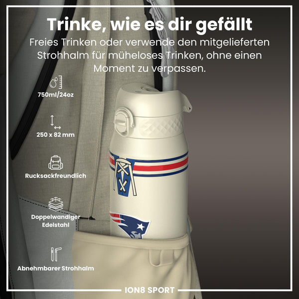 NFL x ION8, Isolierte Stahlflasche, Patriots, 750 ml