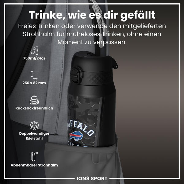 NFL x ION8, Isolierte Stahlflasche, Bills, 750 ml