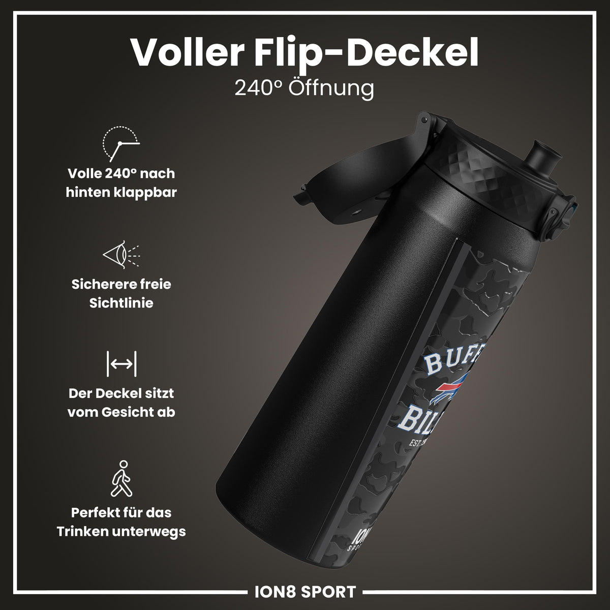 NFL x ION8, Isolierte Stahlflasche, Bills, 750 ml