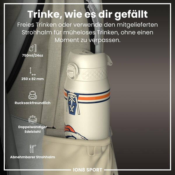 NFL x ION8, Isolierte Stahlflasche, Broncos, 750 ml