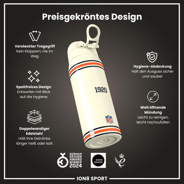 NFL x ION8, Isolierte Stahlflasche, Bears, 750 ml