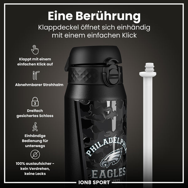 NFL x ION8, Isolierte Stahlflasche, Eagles, 750 ml