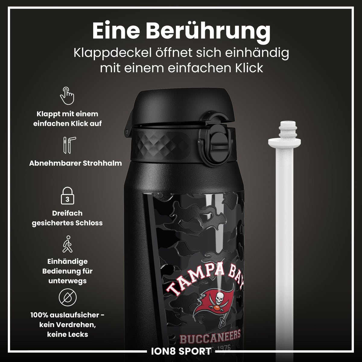 NFL x ION8, Isolierte Stahlflasche, Buccaneers, 750 ml