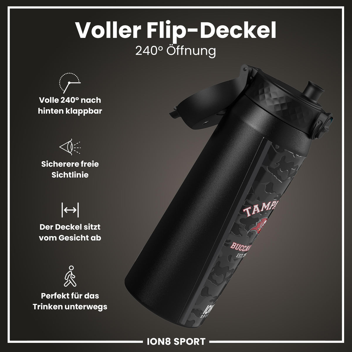 NFL x ION8, Isolierte Stahlflasche, Buccaneers, 750 ml