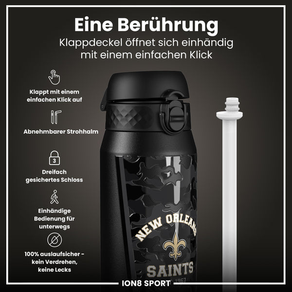 NFL x ION8, Isolierte Stahlflasche, Saints, 750 ml