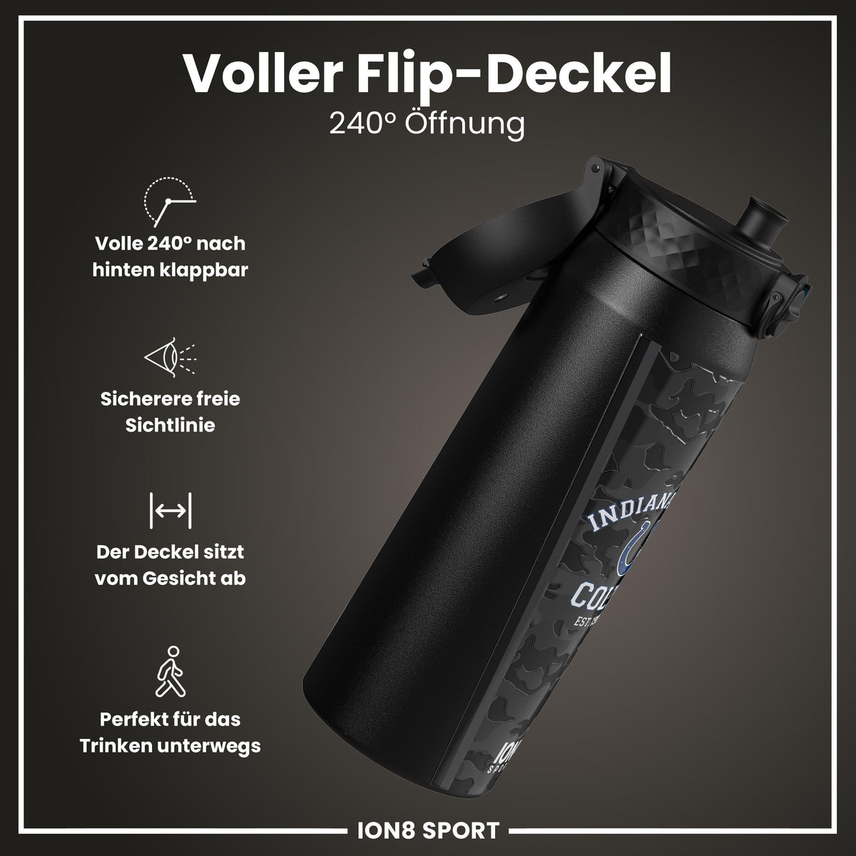 NFL x ION8, Isolierte Stahlflasche, Colts, 750 ml