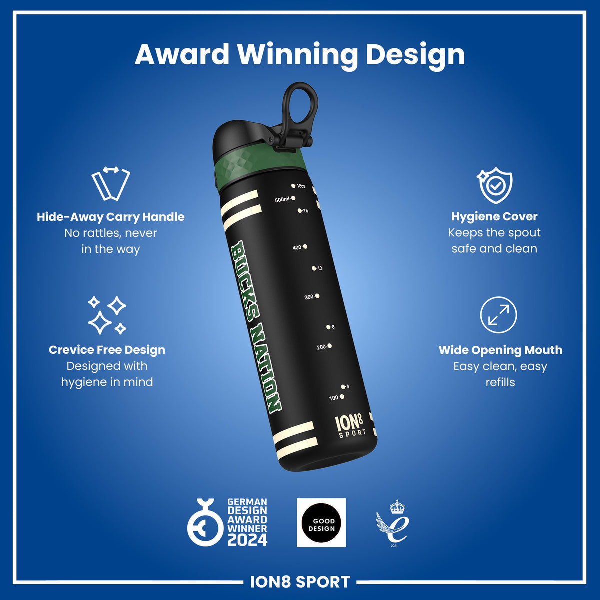 NBA x ION8, Recyclon, Milwaukee Bucks, 500 ml