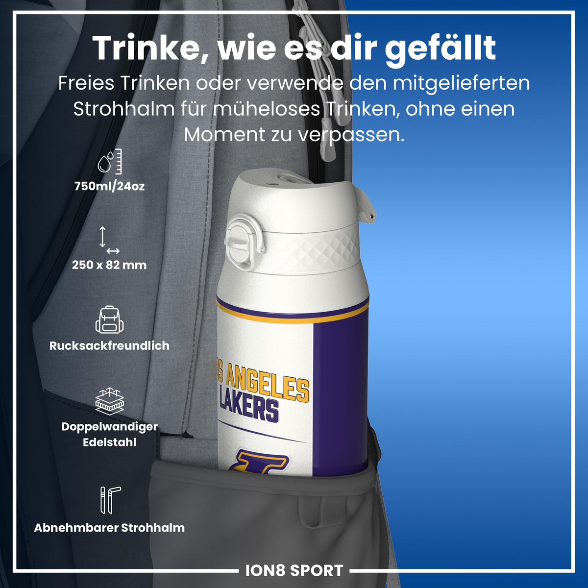 NBA x ION8, Isolierte Edelstahl, LA Lakers, 750 ml