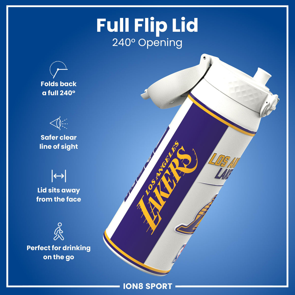 NBA x ION8, Isolierte Stahlflasche, LA Lakers, 750 ml