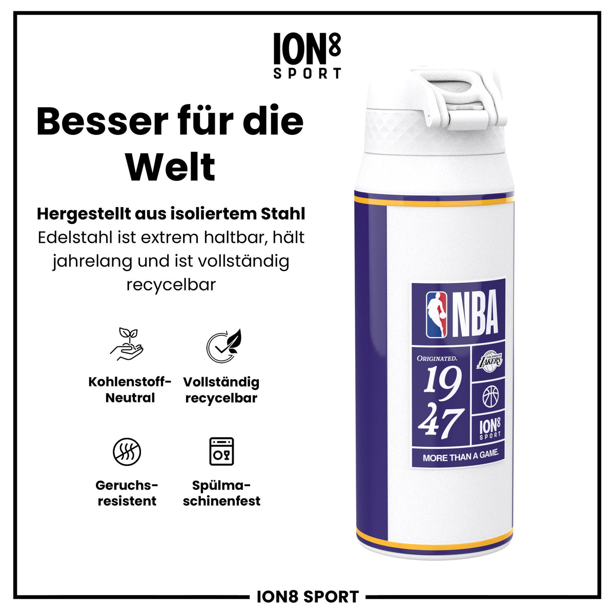 NBA x ION8, Isolierte Edelstahl, LA Lakers, 750 ml