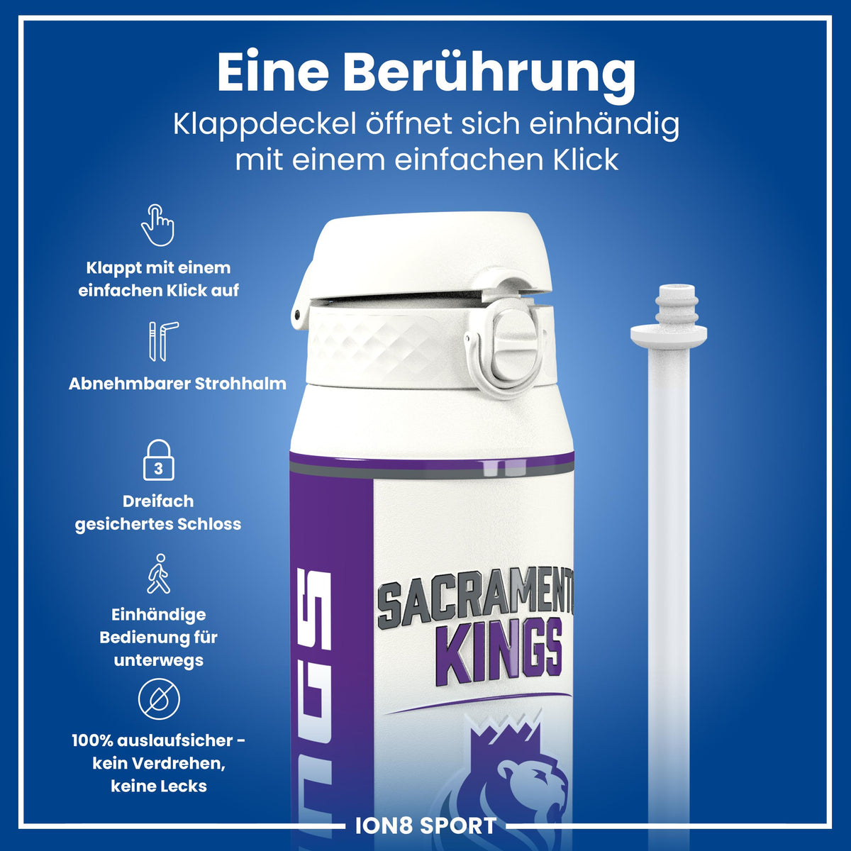 NBA x ION8, Isolierte Edelstahl, Sacramento Kings, 750 ml