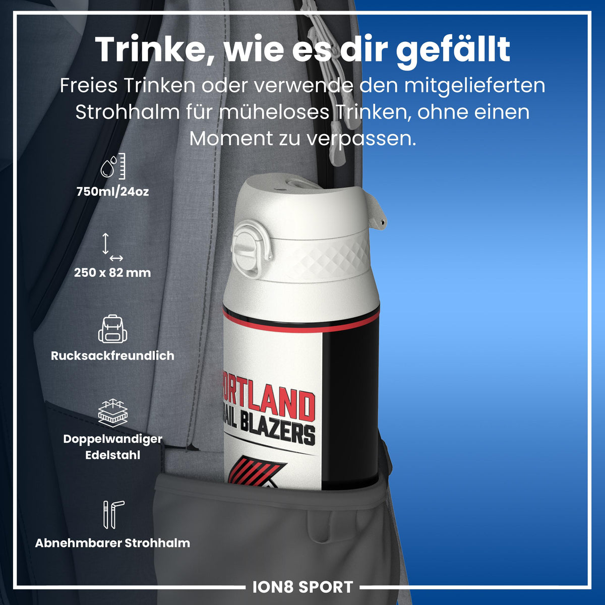 NBA x ION8, Isolierte Edelstahl, Portland Trailblazers, 750 ml