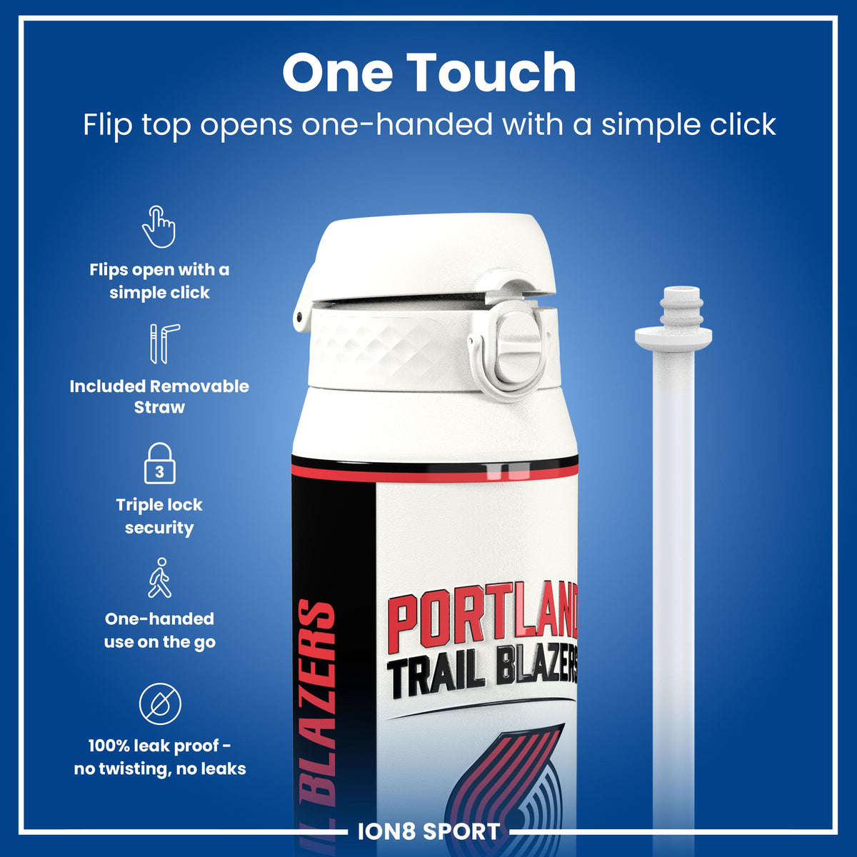 NBA x ION8, Isolierte Stahlflasche, Portland Trailblazers, 750 ml