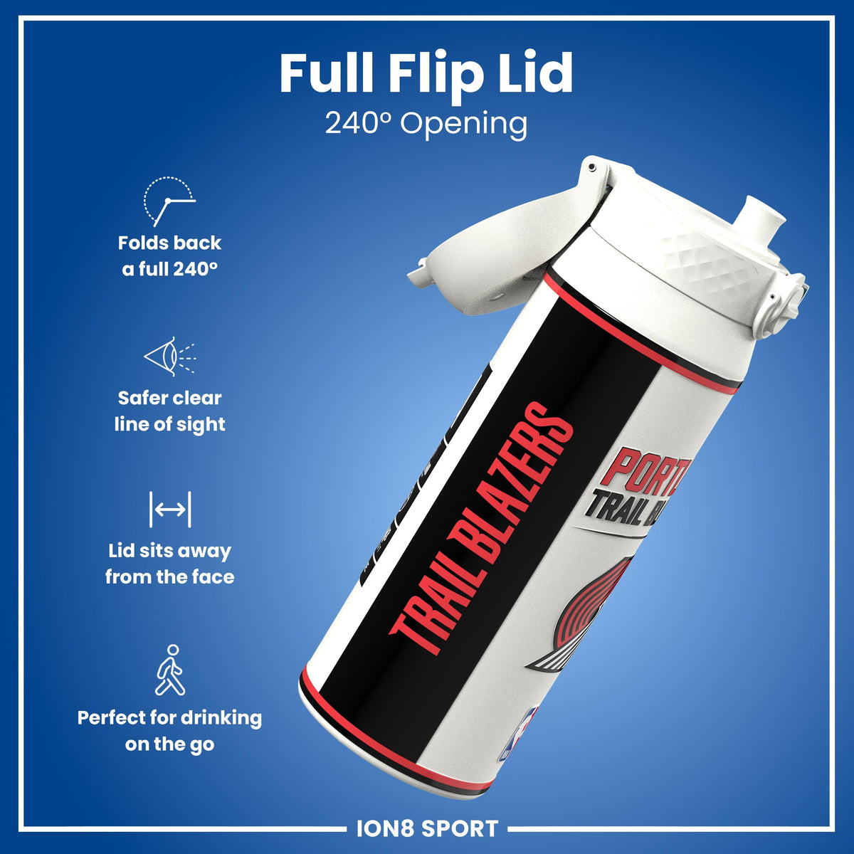 NBA x ION8, Isolierte Stahlflasche, Portland Trailblazers, 750 ml