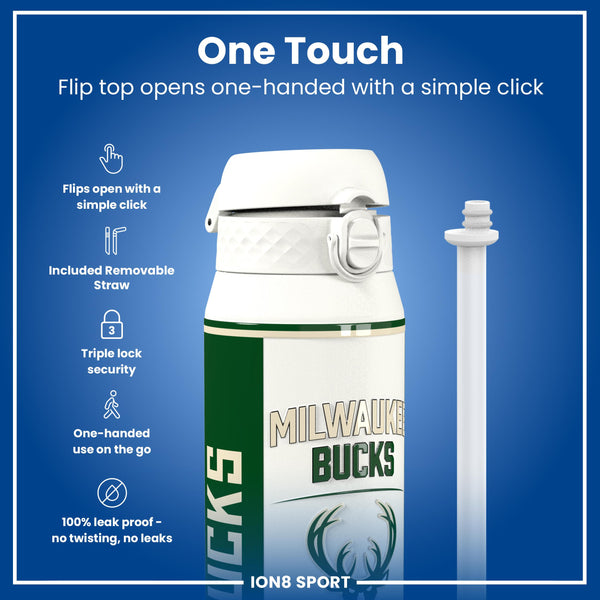 NBA x ION8, Isolierte Stahlflasche, Milwaukee Bucks, 750 ml