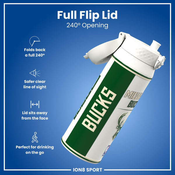 NBA x ION8, Isolierte Stahlflasche, Milwaukee Bucks, 750 ml