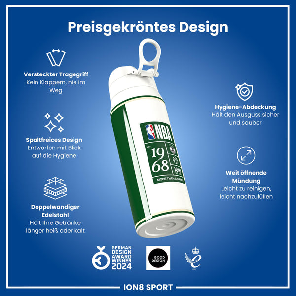 NBA x ION8, Isolierte Edelstahl, Milwaukee Bucks, 750 ml