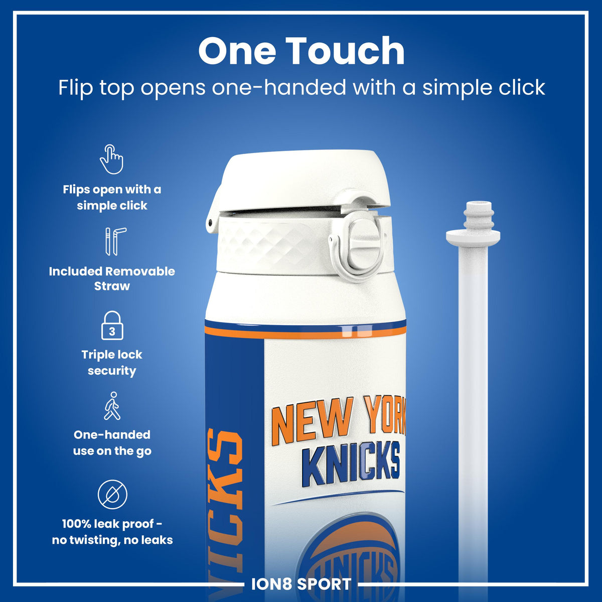 NBA x ION8, Isolierte Stahlflasche, NY Knicks, 750 ml