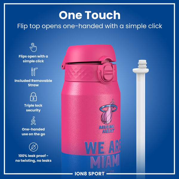 NBA x ION8, Isolierte Stahlflasche, Miami Heat, 750 ml