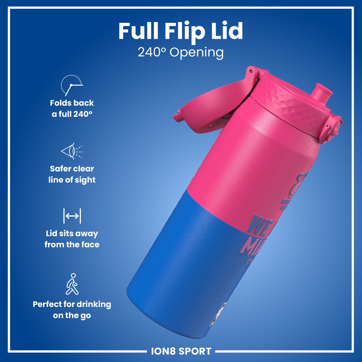 NBA x ION8, Isolierte Stahlflasche, Miami Heat, 750 ml