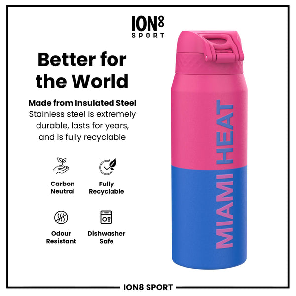 NBA x ION8, Isolierte Stahlflasche, Miami Heat, 750 ml