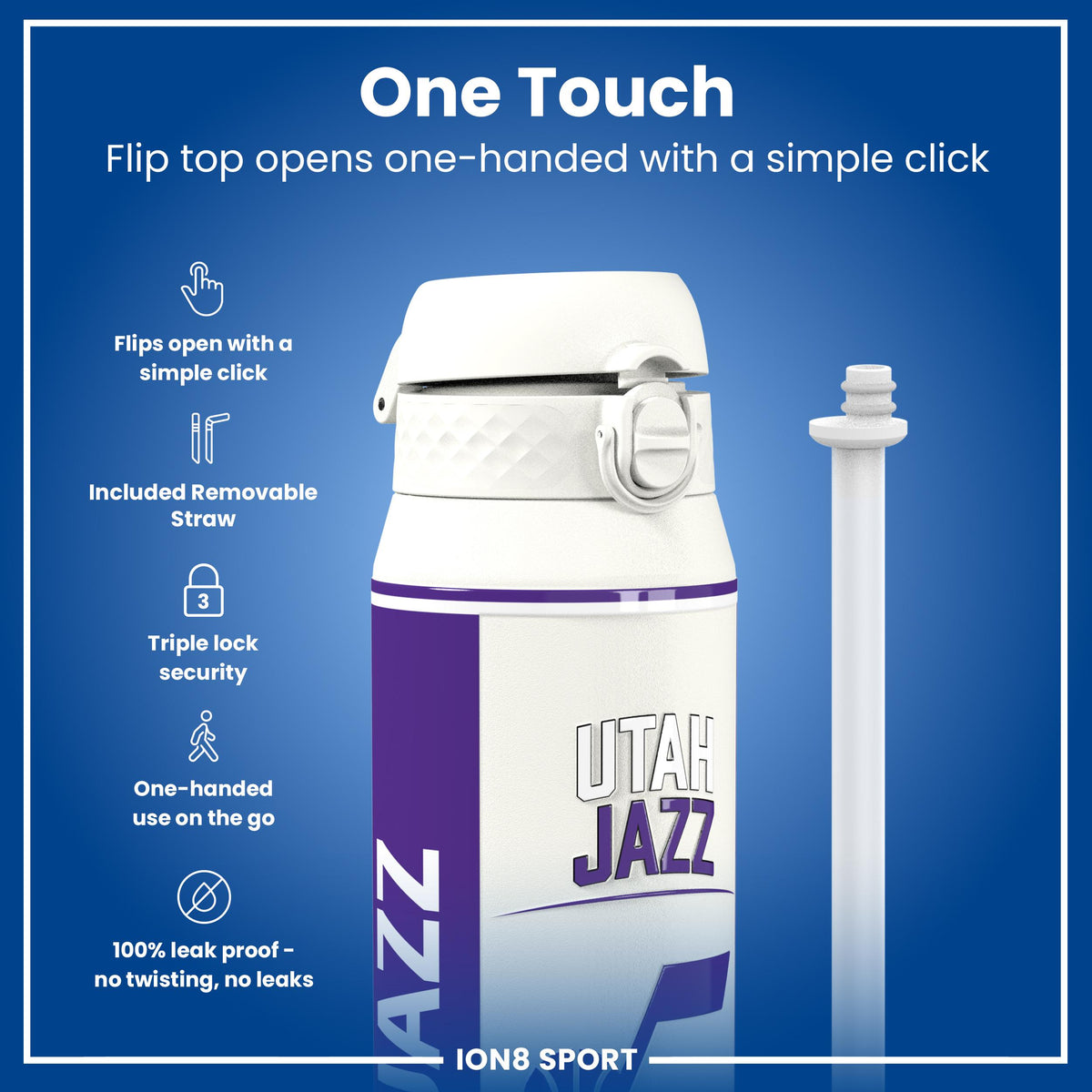 NBA x ION8, Isolierte Stahlflasche, Utah Jazz, 750 ml