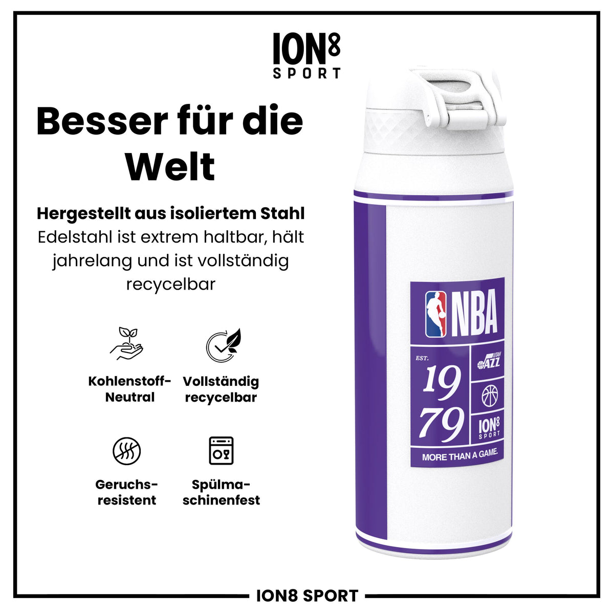 NBA x ION8, Isolierte Edelstahl, Utah Jazz, 750 ml