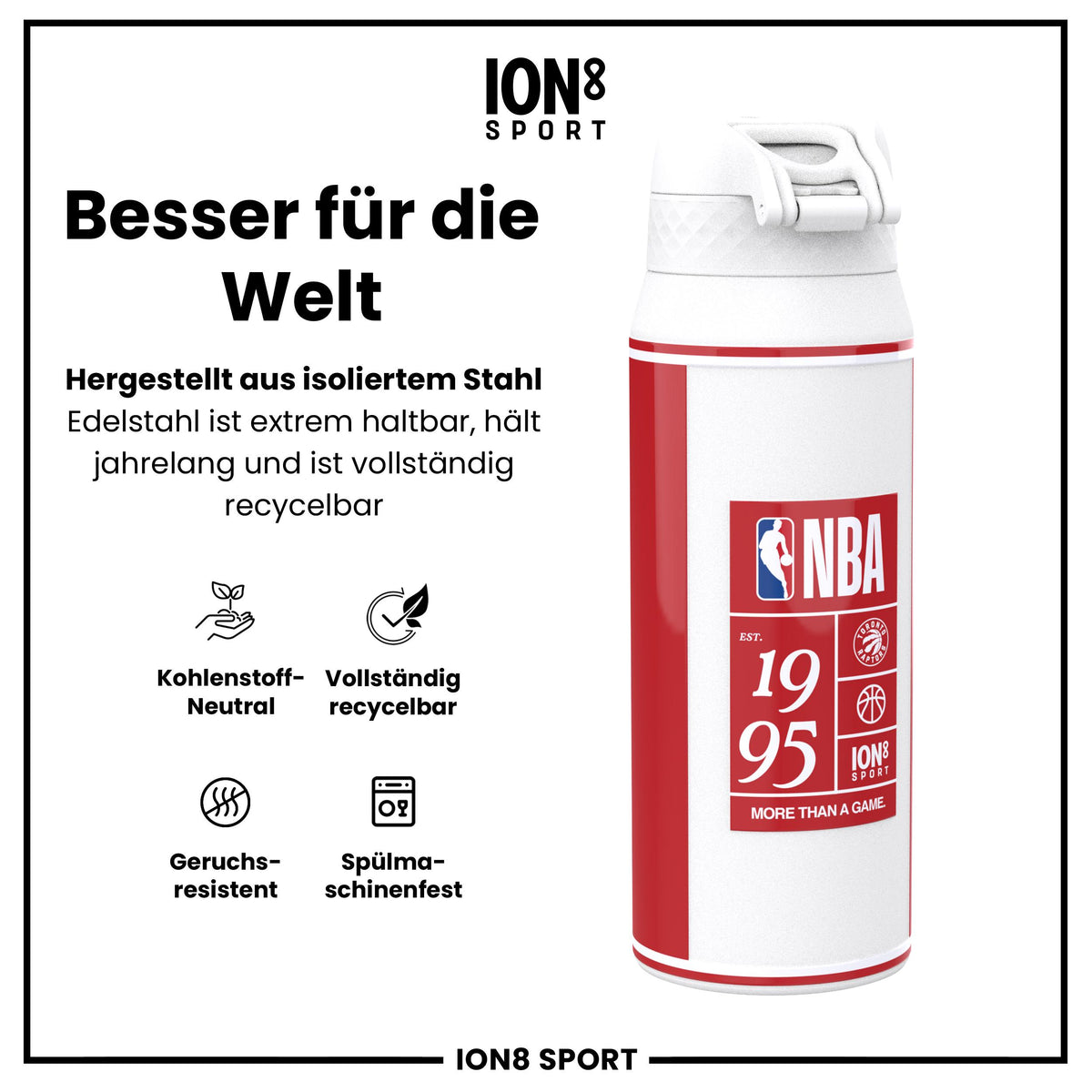 NBA x ION8, Isolierte Edelstahl, Toronto Raptors, 750 ml