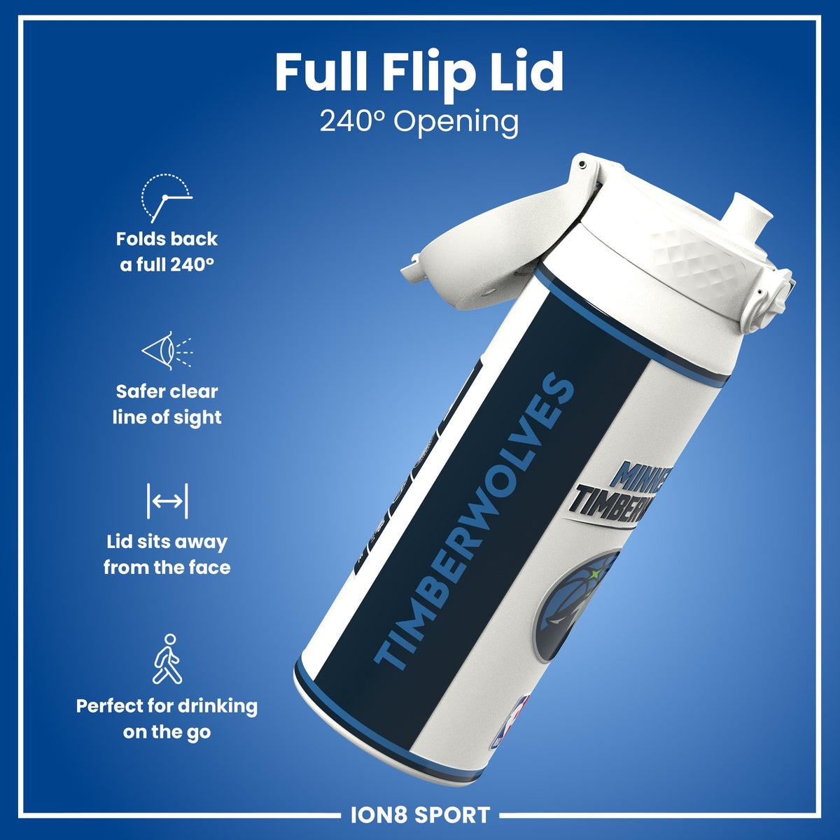 NBA x ION8, Isolierte Stahlflasche, MN Timberwolves, 750 ml