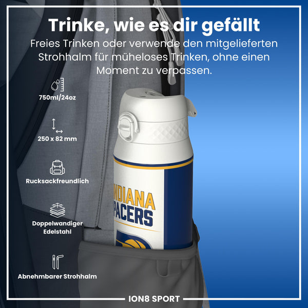 NBA x ION8, Isolierte Edelstahl, Indiana Pacers, 750 ml