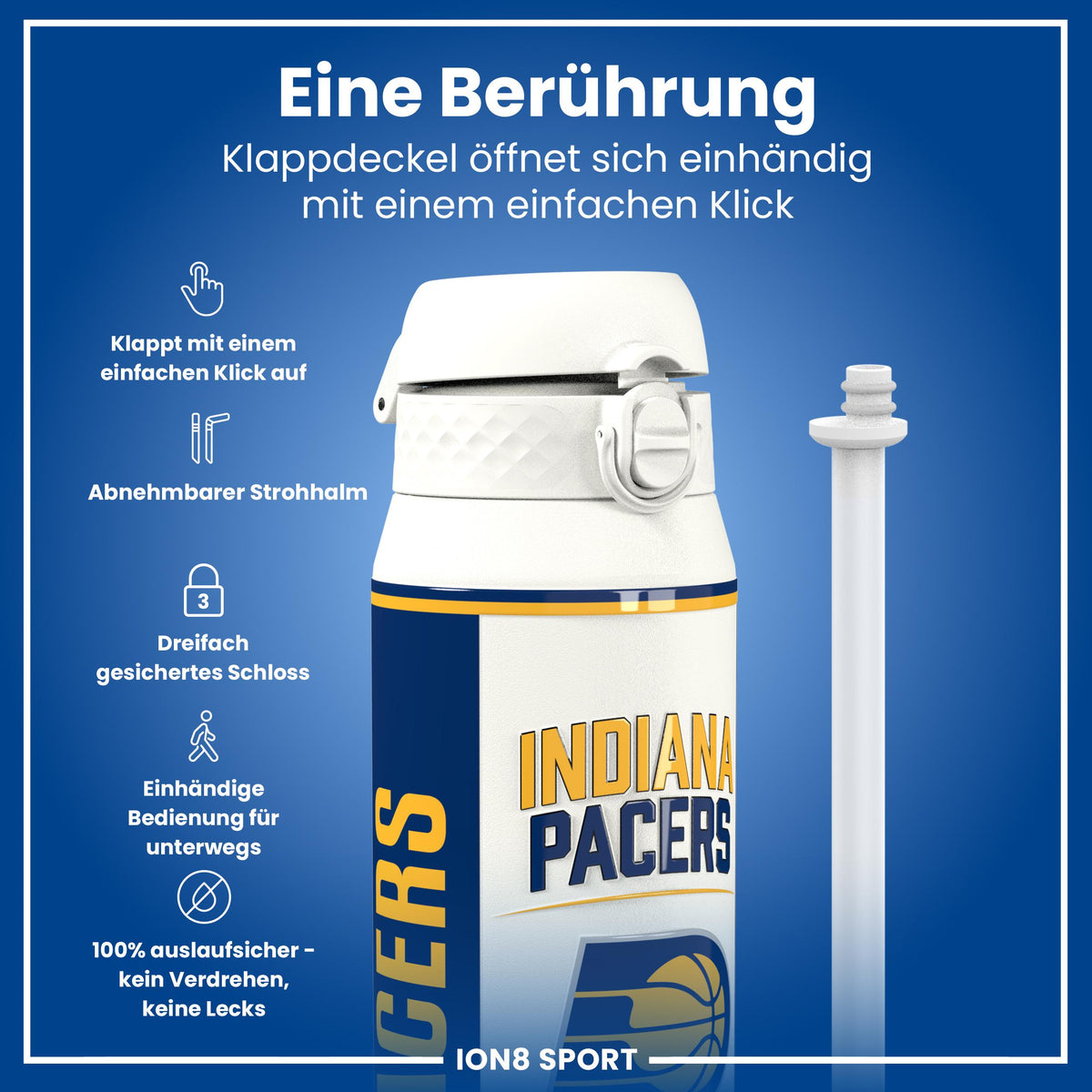 NBA x ION8, Isolierte Edelstahl, Indiana Pacers, 750 ml