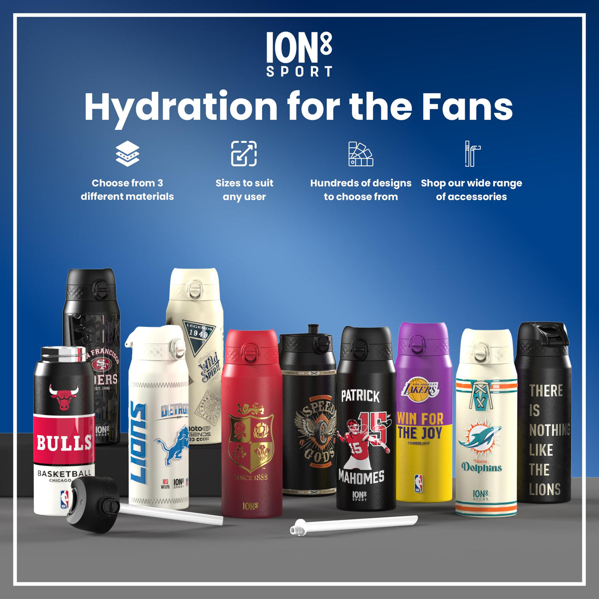 NBA x ION8, Isolierte Stahlflasche, Indiana Pacers, 750 ml