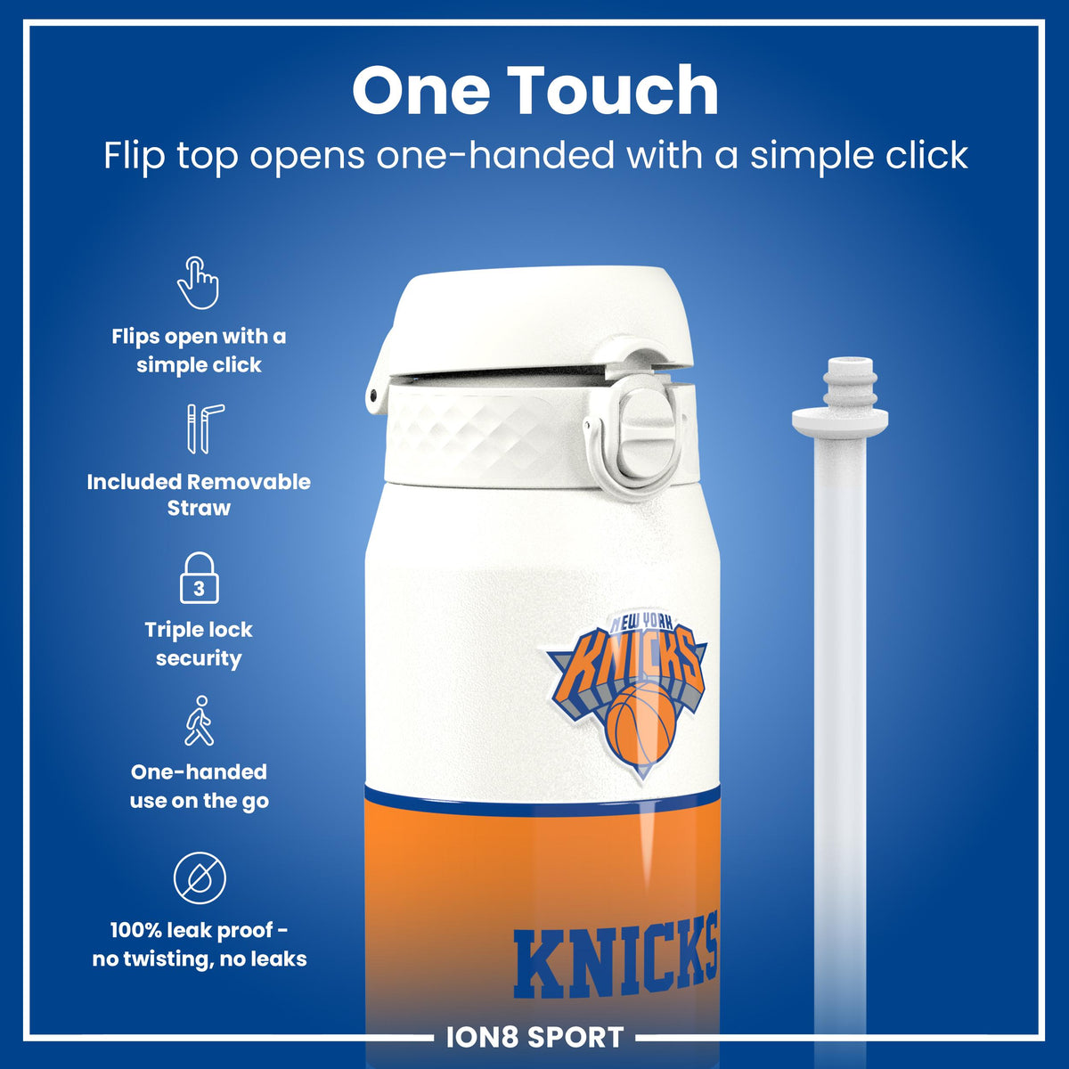NBA x ION8, Isolierte Stahlflasche, NY Knicks, 750 ml