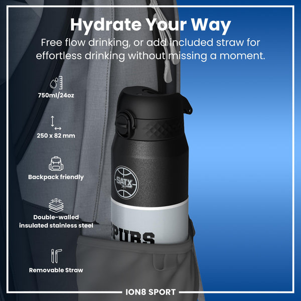 NBA x ION8, Isolierte Stahlflasche, SA Spurs, 750 ml