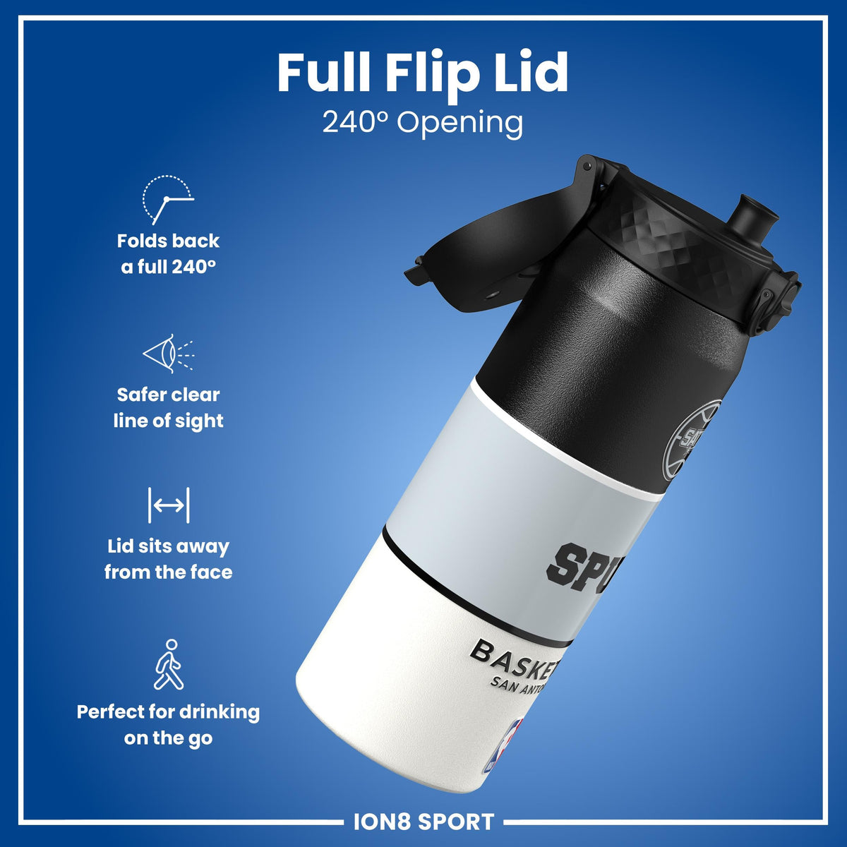 NBA x ION8, Isolierte Stahlflasche, SA Spurs, 750 ml