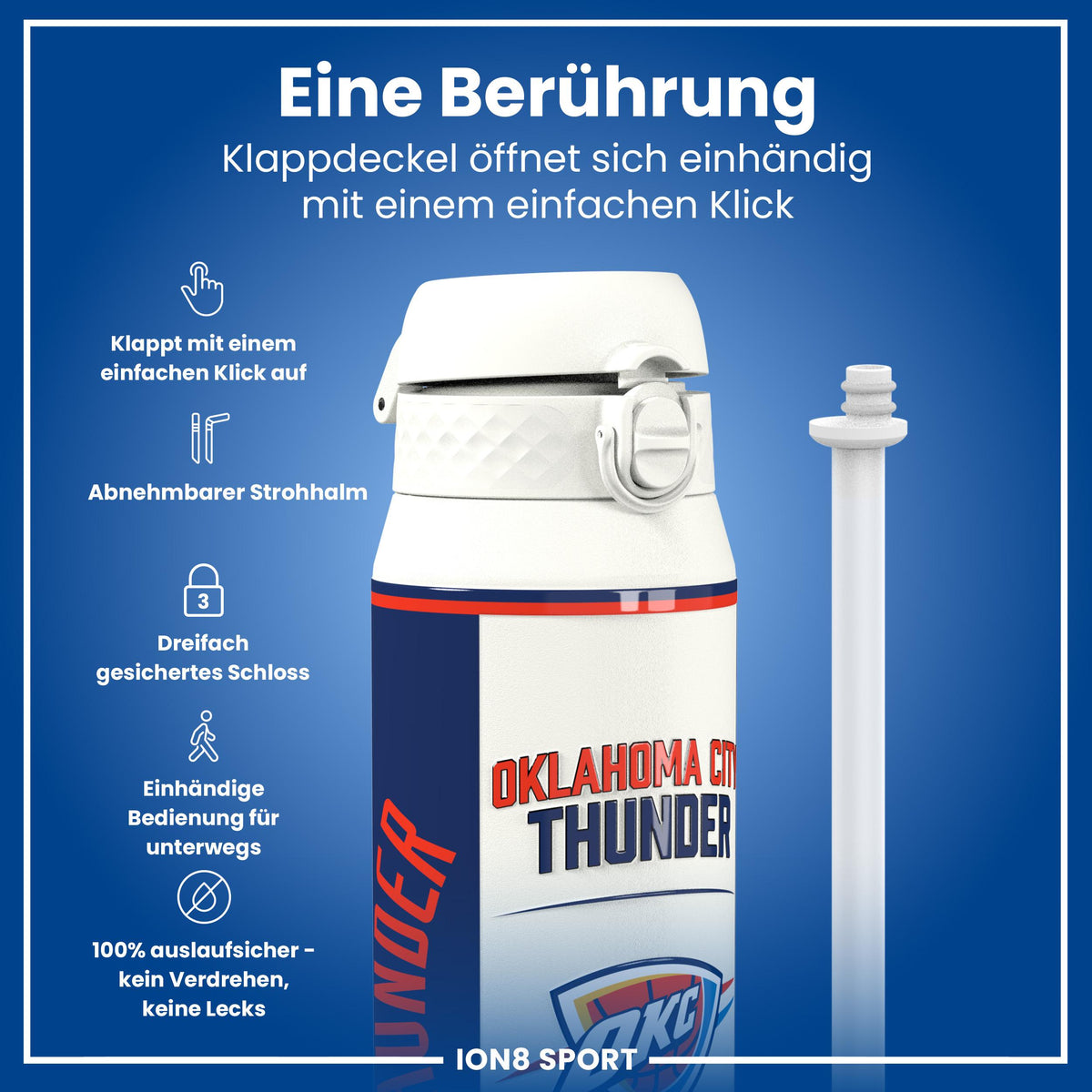 NBA x ION8, Isolierte Edelstahl, OK City Thunder, 750 ml