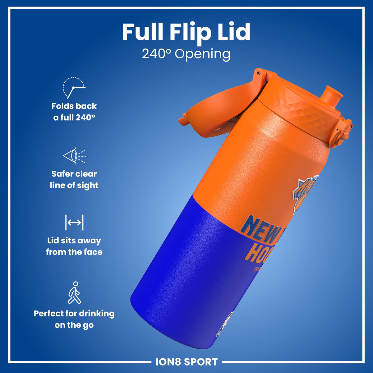 NBA x ION8, Isolierte Stahlflasche, NY Knicks, 750 ml