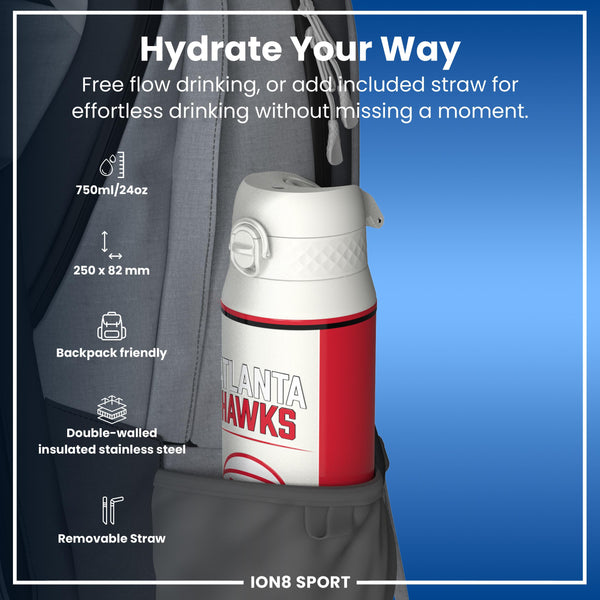 NBA x ION8, Isolierte Stahlflasche, Atlanta Hawks, 750 ml