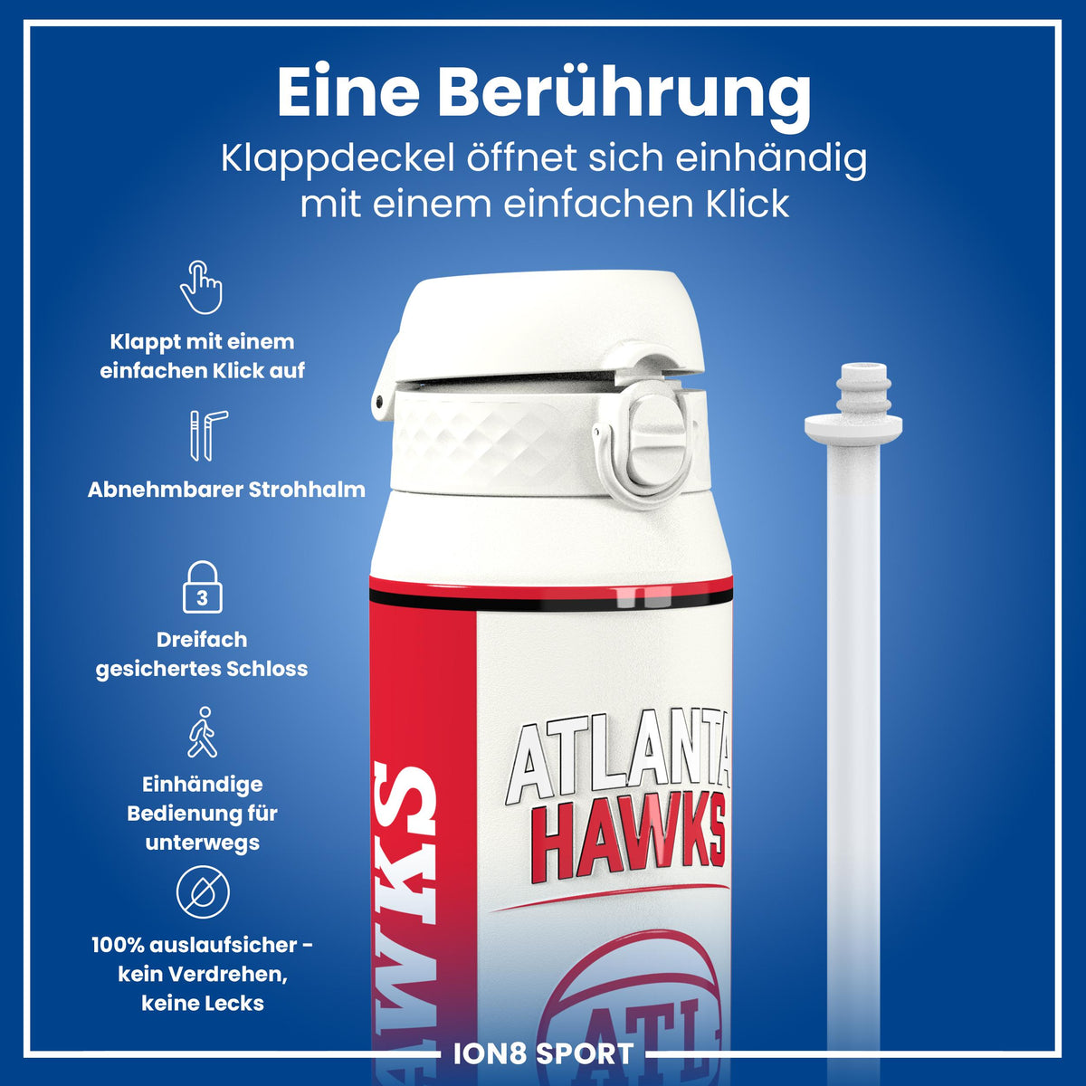 NBA x ION8, Isolierte Edelstahl, Atlanta Hawks, 750 ml